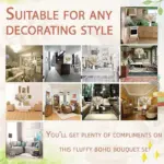 80Pcs Natural Dried Flowers Pampas Grass Bouquet Boho Home Decor tag1