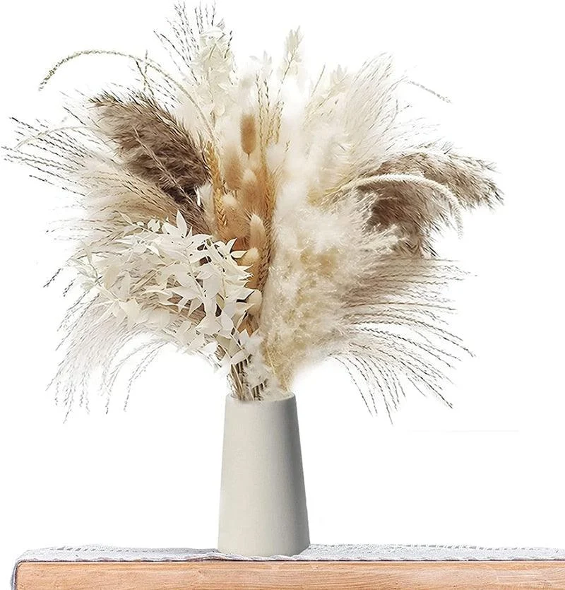 80Pcs Natural Dried Flowers Pampas Grass Bouquet Boho Home Decor -  - #tag1#