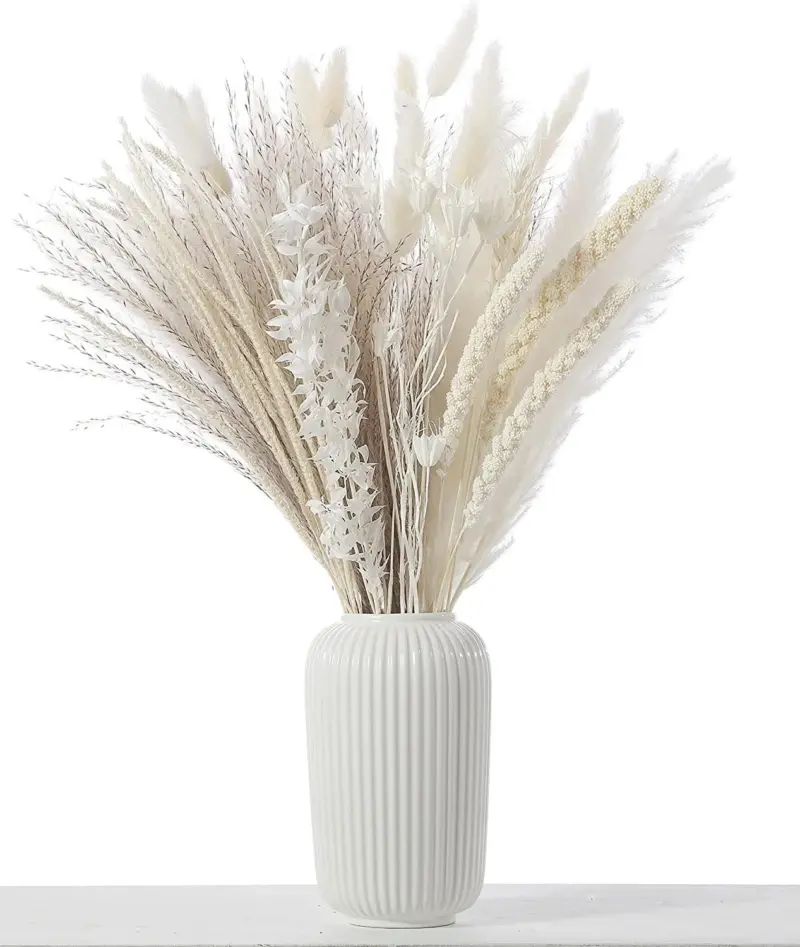 80Pcs Natural Dried Flowers Pampas Grass Bouquet Boho Home Decor tag1