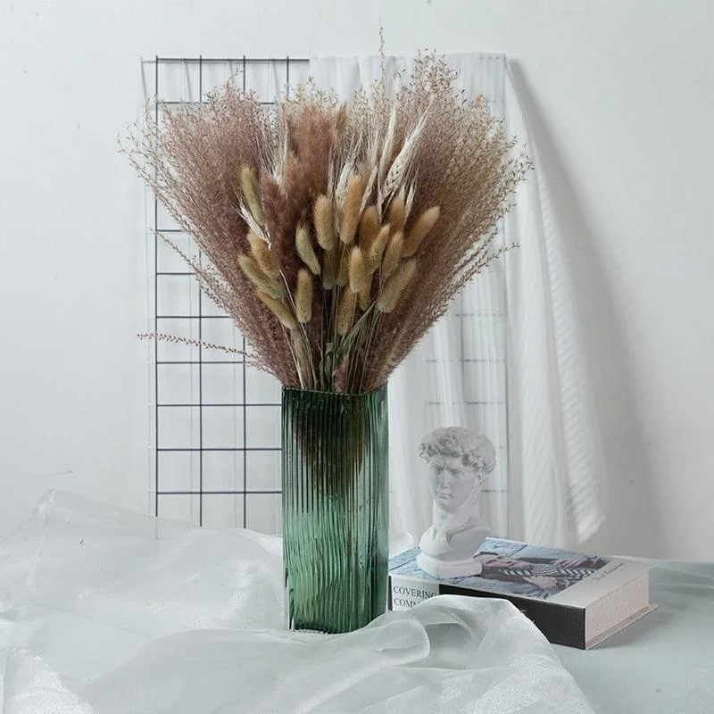 80Pcs Natural Dried Flowers Pampas Grass Bouquet Boho Home Decor -  - #tag1#