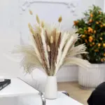80Pcs Natural Dried Flowers Pampas Grass Bouquet Boho Home Decor tag1