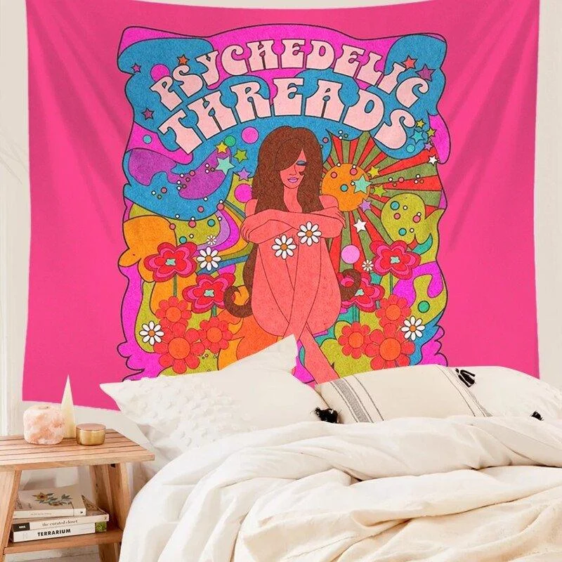 80's Retro Hippie Style Wall Hanging Tapestry -  - #tag1#