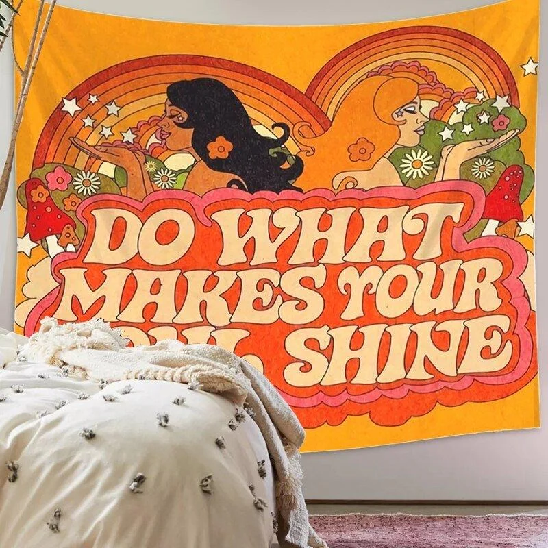 80's Retro Hippie Style Wall Hanging Tapestry -  - #tag1#