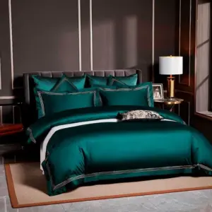 Homeko Green Embroidered Edge Egyptian Cotton Bedding Set