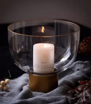 Hurricane Candle Holder Glass with Metal Base