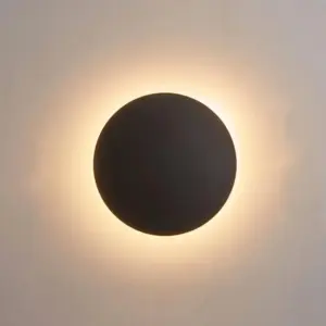 Orr Modern Round Wall Lamp - Black/White/Gold, Metal, Living Room