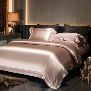 Homeko Rose Gold Modern Satin Egyptian Cotton Bedding Set