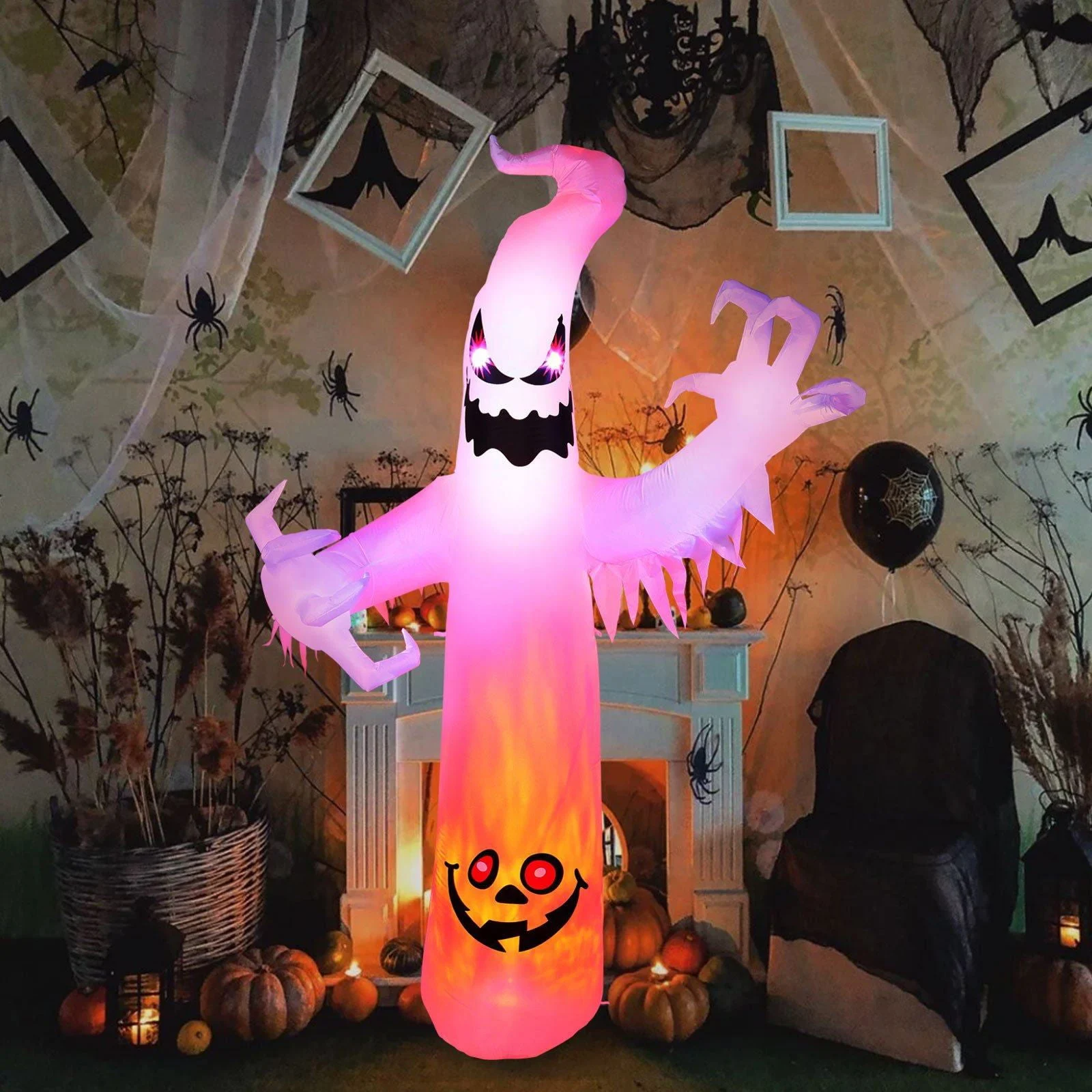 8ft Halloween White Ghost Inflatable Outdoor Decoration with Color Changing LED -  - #tag1#