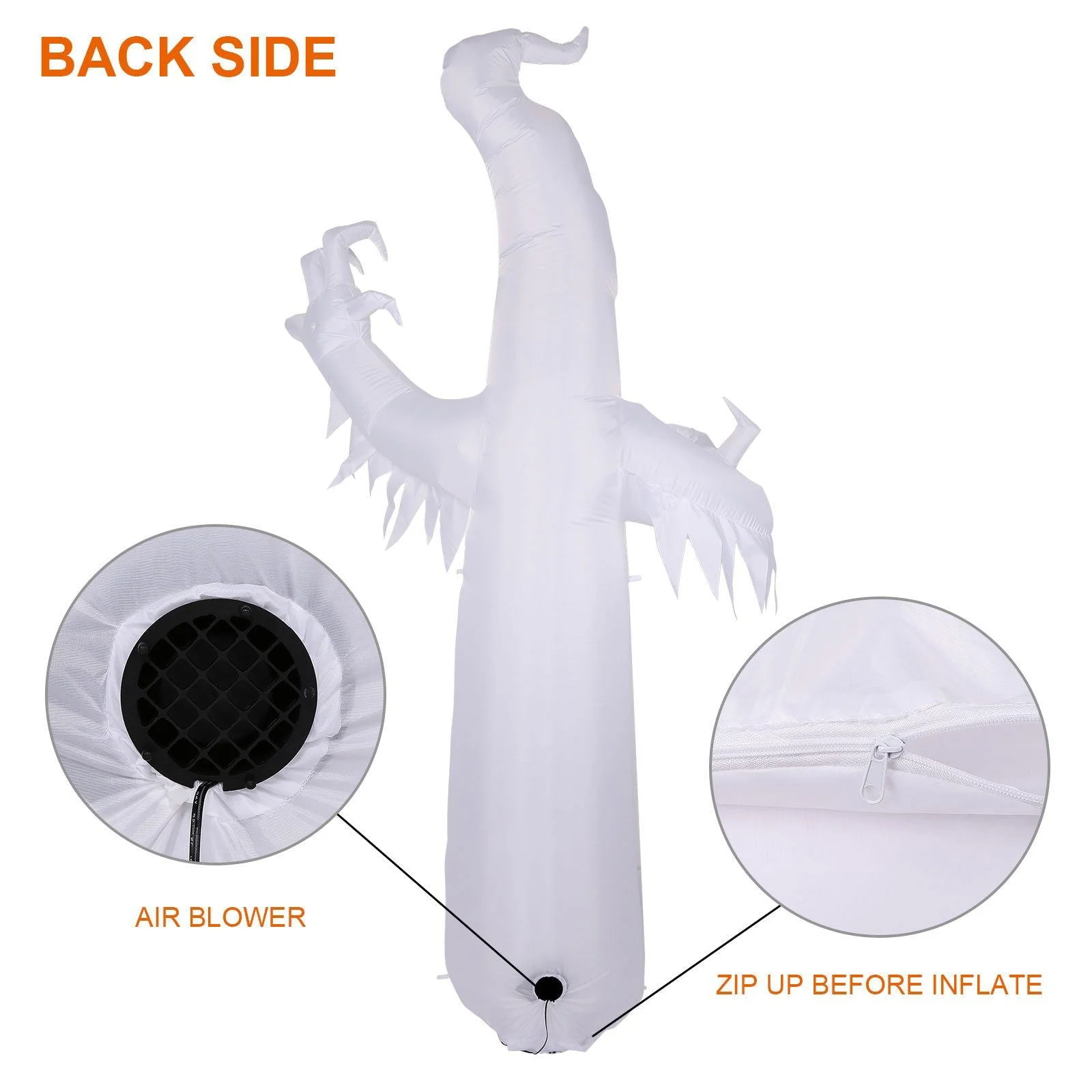 8ft Halloween White Ghost Inflatable Outdoor Decoration with Color Changing LED -  - #tag1#