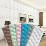 8pcs Thickened 3D Anti Collision Wall Sticker Tatami Bedside Soft Bag Back Cushion Self Adhesive Wall Panels tag1
