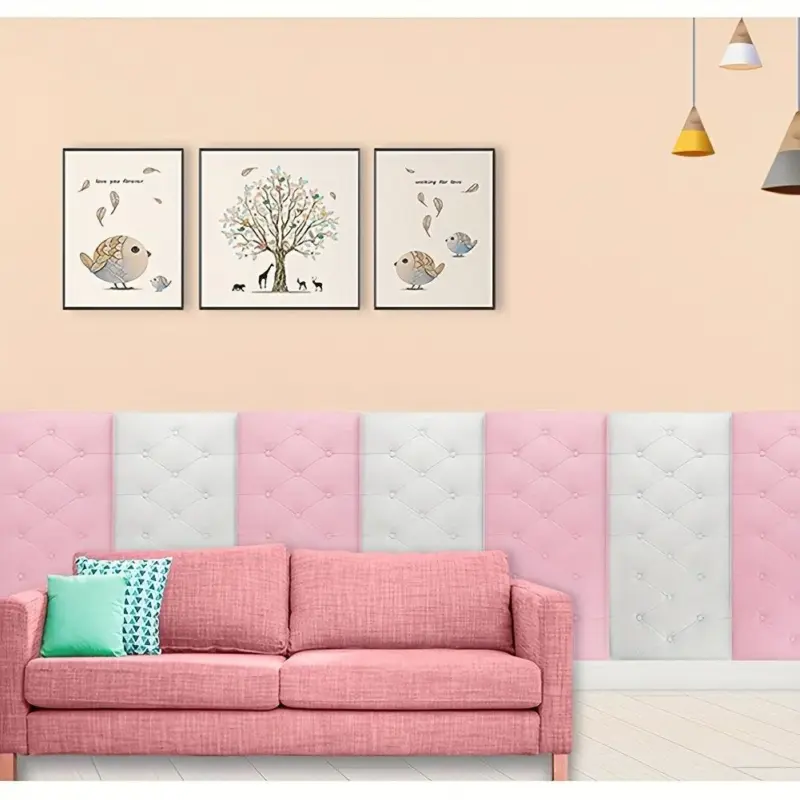 8pcs Thickened 3D Anti Collision Wall Sticker Tatami Bedside Soft Bag Back Cushion Self Adhesive Wall Panels tag1