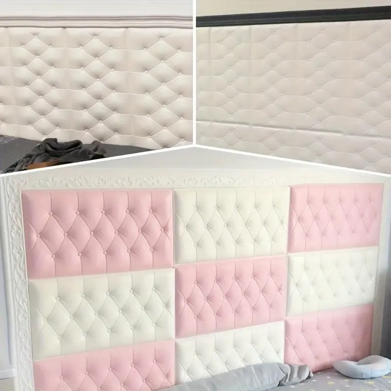 8pcs Thickened 3D Anti Collision Wall Sticker Tatami Bedside Soft Bag Back Cushion Self Adhesive Wall Panels tag1