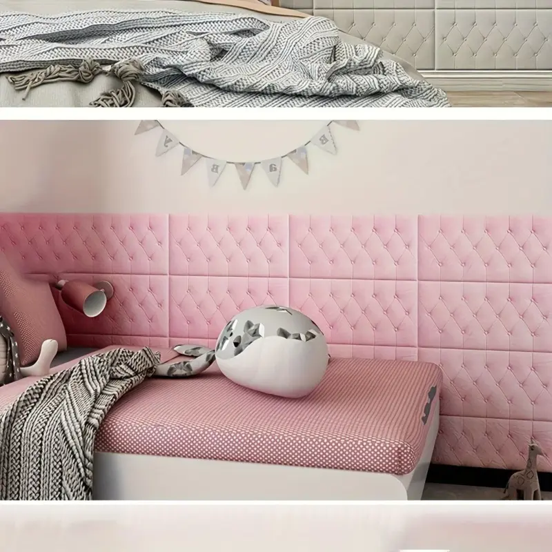 8pcs Thickened 3D Anti Collision Wall Sticker Tatami Bedside Soft Bag Back Cushion Self Adhesive Wall Panels tag1