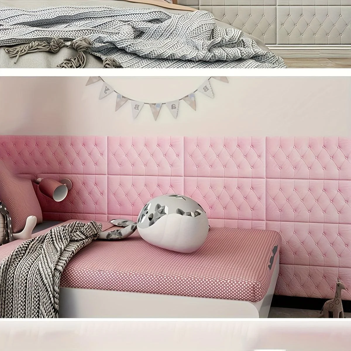 8pcs Thickened 3D Anti-Collision Wall Sticker, Tatami Bedside Soft Bag Back Cushion Self-Adhesive Wall Panels -  - #tag1#