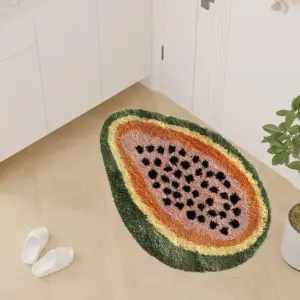 Papaya Geometric Absorbent Bathroom Mat