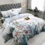 93 descript 100 egyptian cotton us size bedding queen king size 4pcs birds and flowers leaf gray shabby duvet cover bed sheet pillow shams