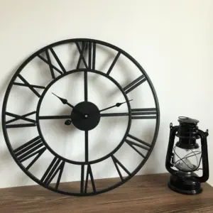 Roman Letters Large Silent Wall Clock 16 Inches Iron