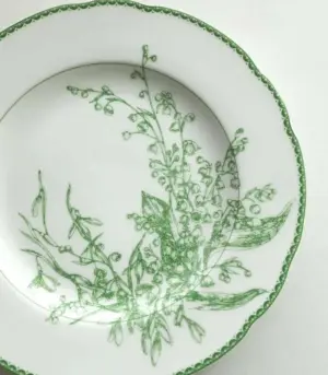 Modern Ceramic Plate Classical Lily Bone China Jade Green