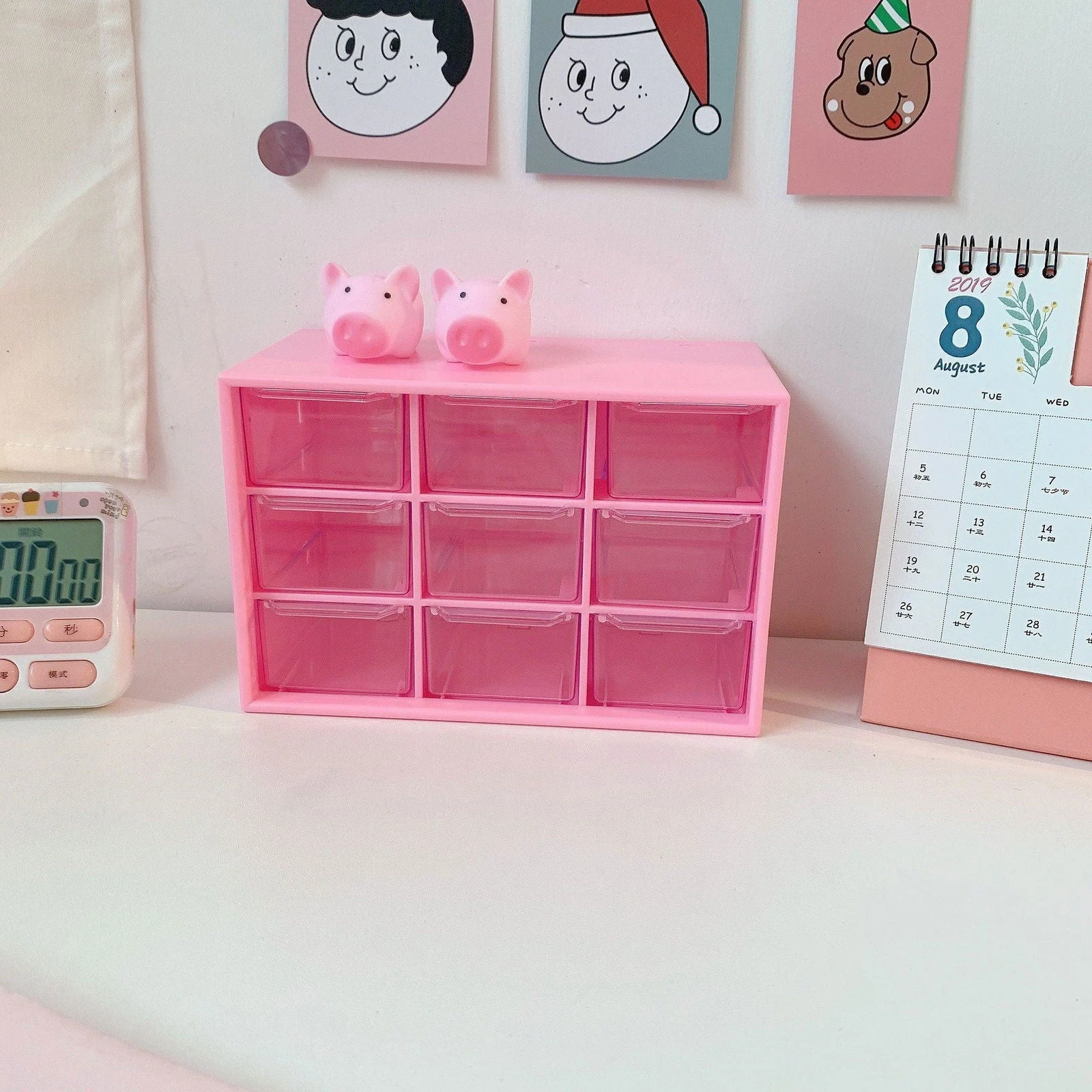 9 Grid Dust-proof Desk Storage Drawer -  - #tag1#