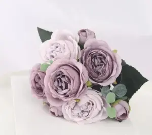 9 Heads Faux Silk Flowers