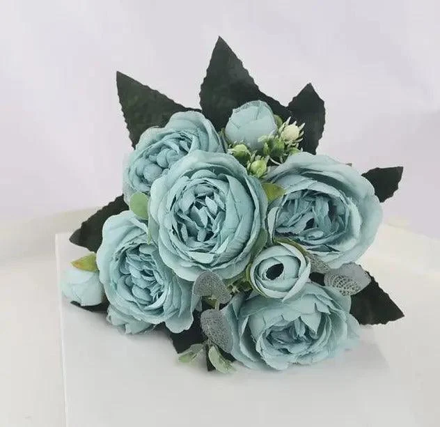 9 Heads Faux Silk Flowers -