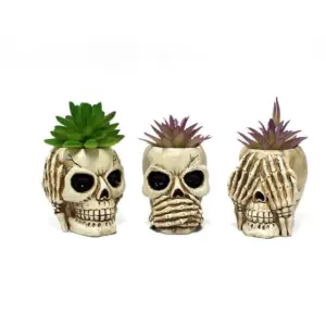 Three Ghost Head Resin Ornaments Simple Lazy Potted Plants