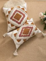 A multi color geometric combination pillow cover with bohemian style loop velvet technology for living room 057ccf6b 7da5 4c59 ad93 eccbc8157eb5