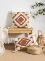 A multi color geometric combination pillow cover with bohemian style loop velvet technology for living room ee76a38d 61be 41da aff3 aa3aa7d13f8a