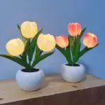 AAquLED Tulip Night Light Simulation Flowers Table Lamp Romantic Atmosphere Desk Lamp Portable Reading Light For