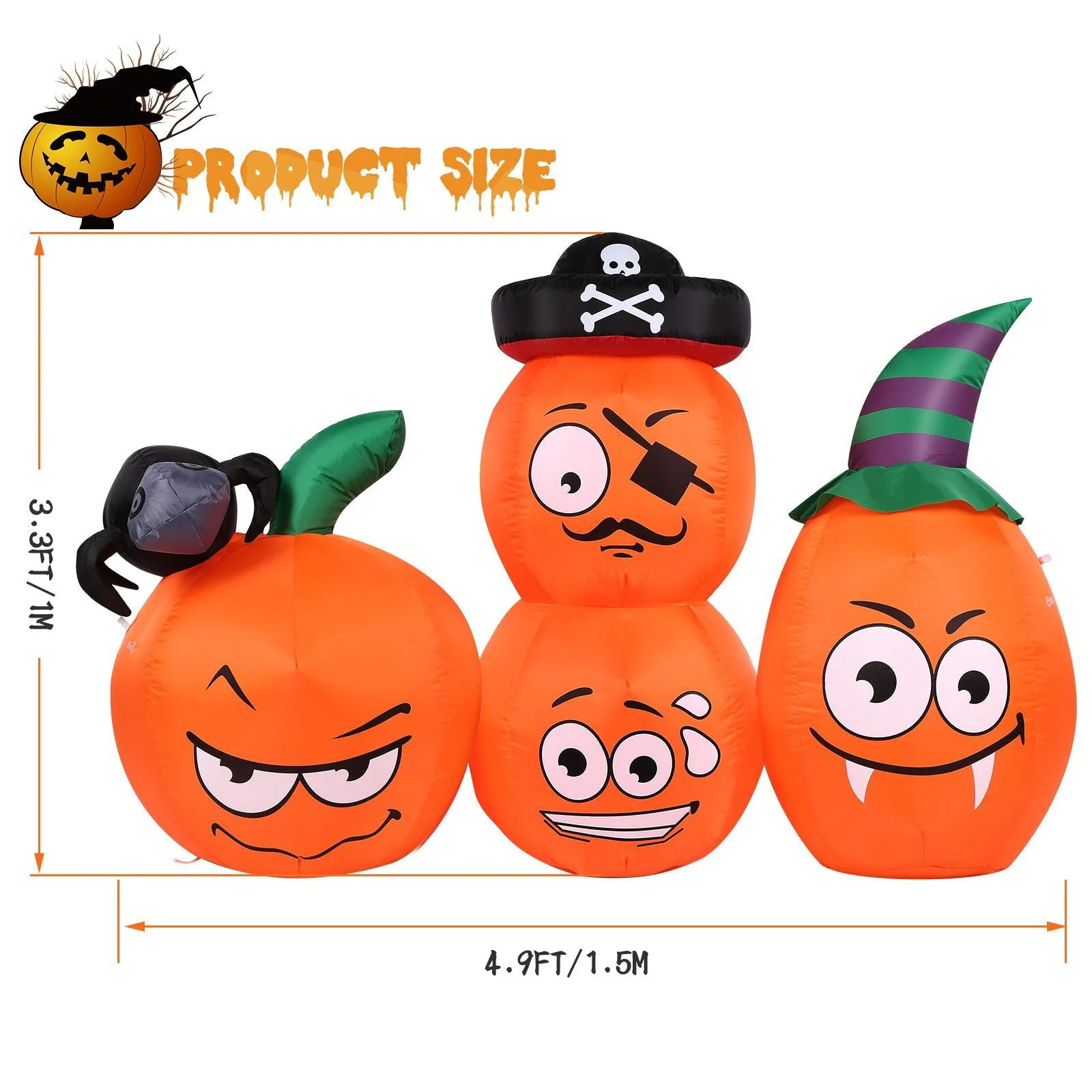 AGPTEK 4.9 Ft. Halloween Pumpkin Outdoor Decoration -  - #tag1#