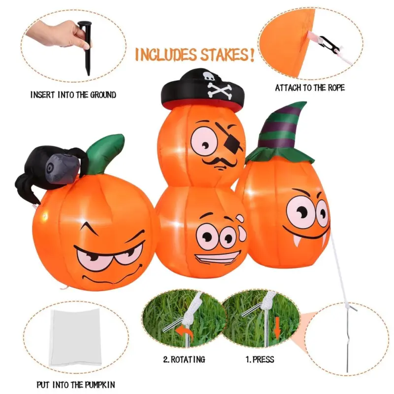 AGPTEK 4.9 Ft. Halloween Pumpkin Outdoor Decoration tag1