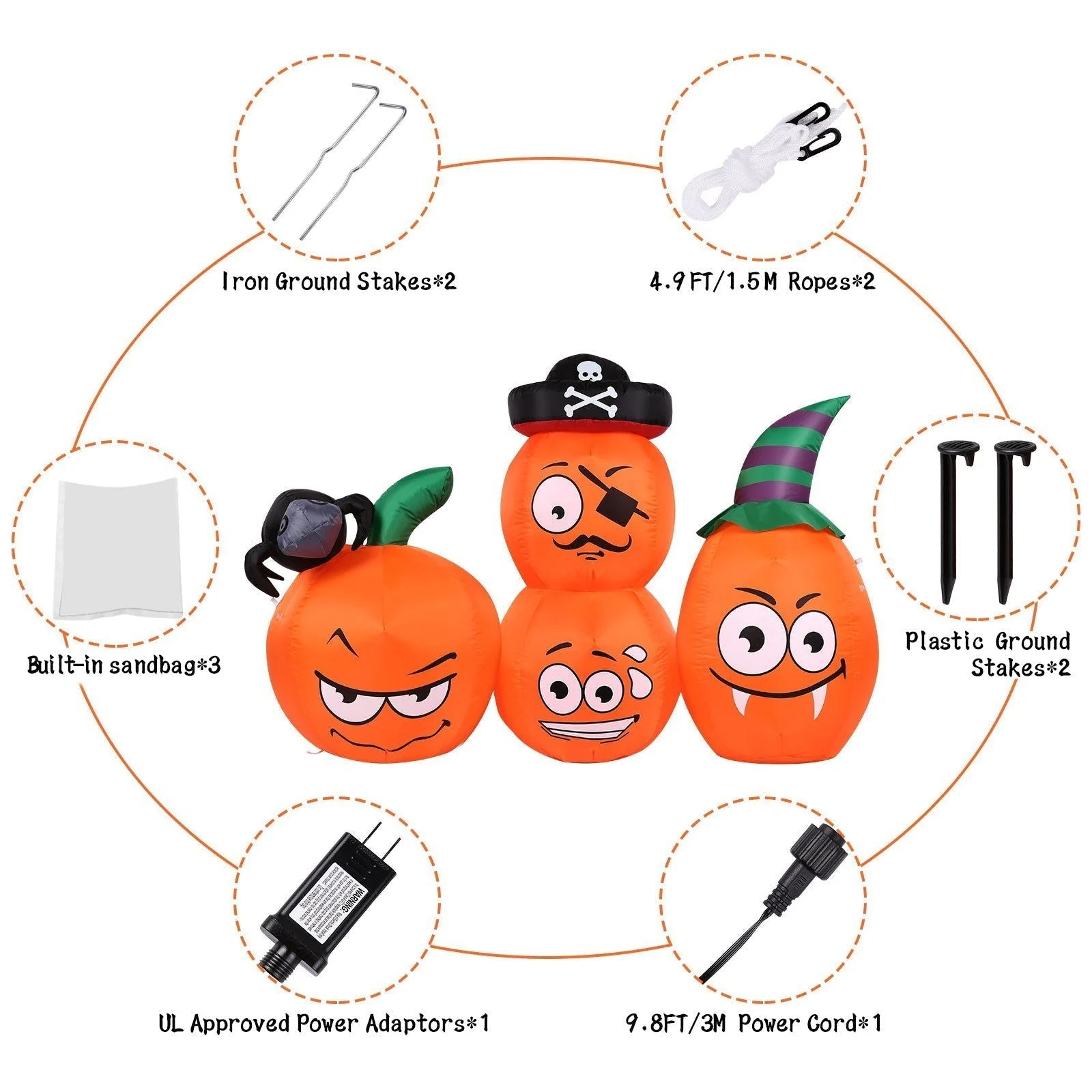 AGPTEK 4.9 Ft. Halloween Pumpkin Outdoor Decoration -  - #tag1#