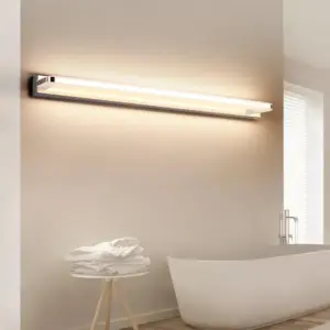 Scandinavia Linear Mirror Wall Light, Chrome/Black, Bedroom