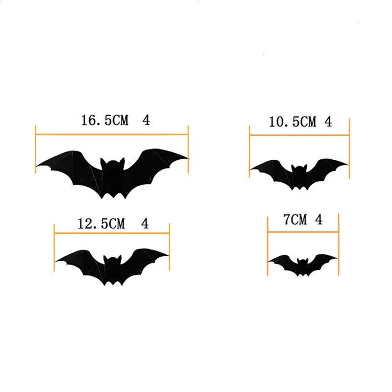 A Pack Of 16 Halloween Bats 3D Black Stereo Bat Stickers -  - #tag1#