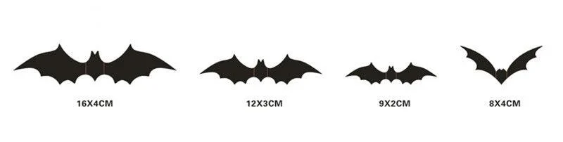 A Pack Of 16 Halloween Bats 3D Black Stereo Bat Stickers -  - #tag1#
