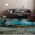 Abstract Area Rug Serenity of Blue Lake in Your Living Room