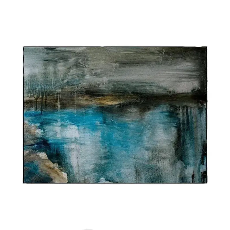 Abstract Area Rug Serenity of Blue Lake in Your Living Room
