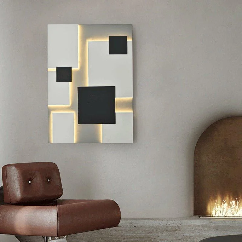 Abstract Black & White Geometry Shapes Designer Wall Fixture Lamp -