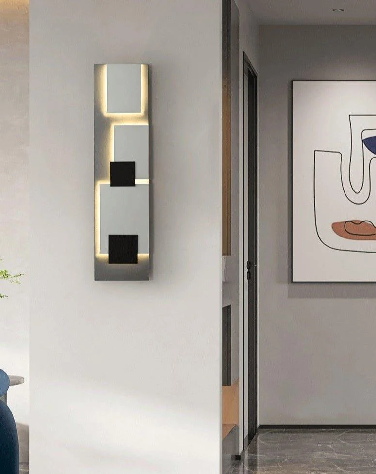 Abstract Black & White Geometry Shapes Designer Wall Fixture Lamp -