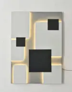 Abstract Black White Geometry Shapes Designer Wall Fixture Lamp