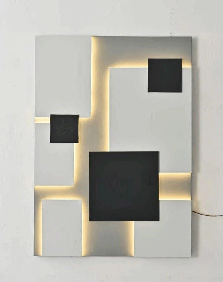 Abstract Black & White Geometry Shapes Designer Wall Fixture Lamp -