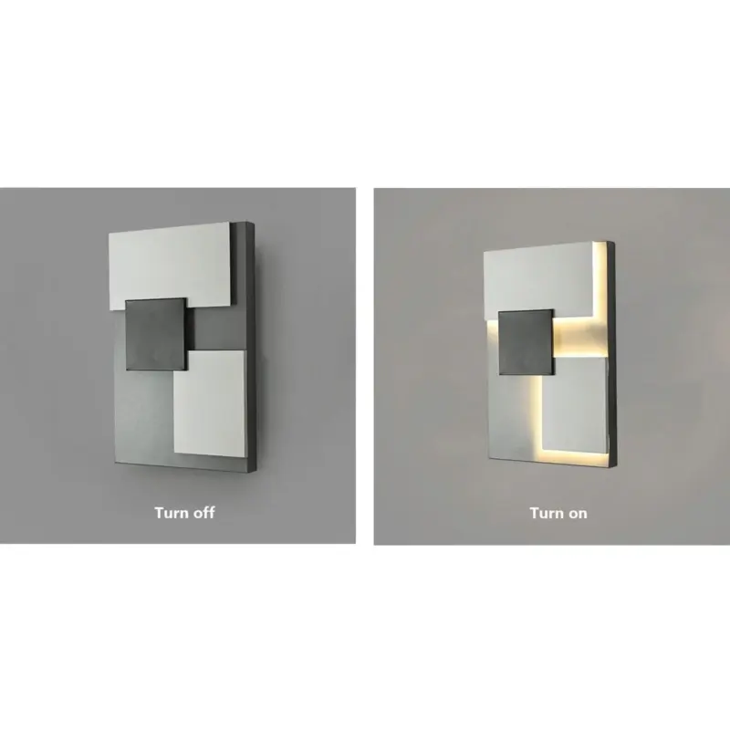 Abstract Black White Geometry Shapes Designer Wall Fixture Lamp