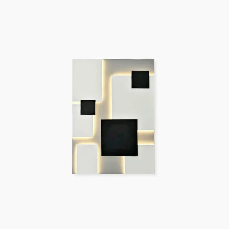 Abstract Black White Geometry Shapes Designer Wall Fixture Lamp