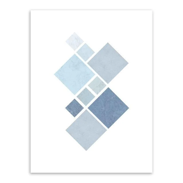 Abstract Blue Geometric Shape Art Vintage Print Poster Minimalist Hipster Wall Art Picture Nordic Home Decor Painting No Frame -  - #tag1#