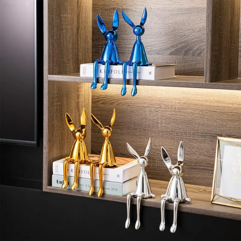 Abstract Bookshelf Rabbit Decor tag1