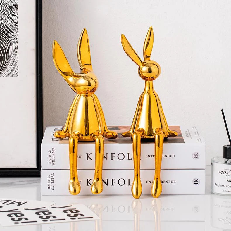 Abstract Bookshelf Rabbit Decor -  - #tag1#