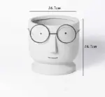 Abstract Cartoon Ceramic Head Planter with Glasses