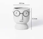 Abstract Cartoon Ceramic Head Planter with Glasses