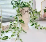 Abstract Cartoon Ceramic Head Planter with Glasses