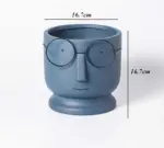 Abstract Cartoon Ceramic Head Planter with Glasses